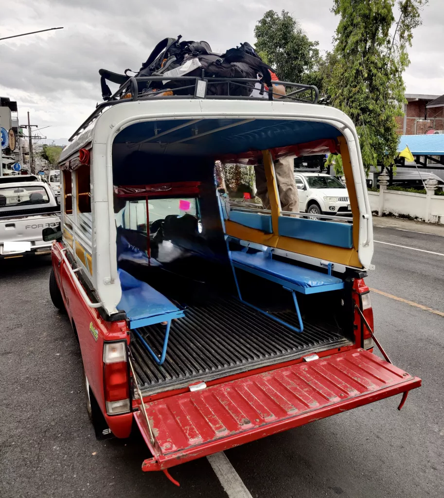 Songthaew pick up truck in Krabi, Thailand.